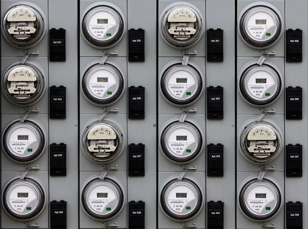 Meter panel with readable displays for utility billing